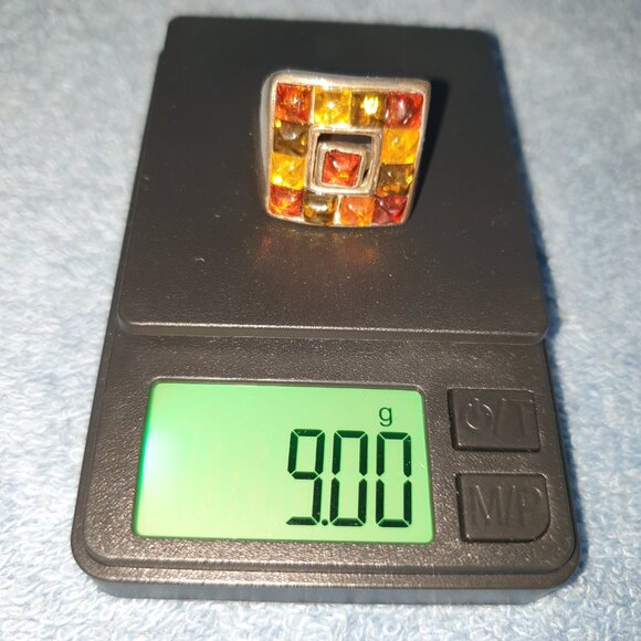 BOLD Baltic AMBER 925 Sterling Silver Cocktail Ring - Picture 5 of 11
